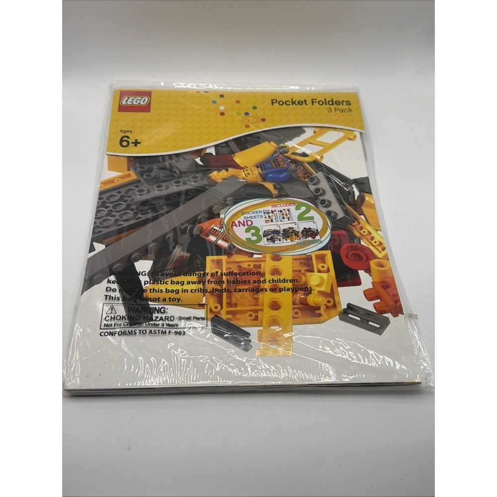 LEGO 3 Pack Lego Pocket Folders 2 Stickers Sheets New in Package, 11.75x9.5
